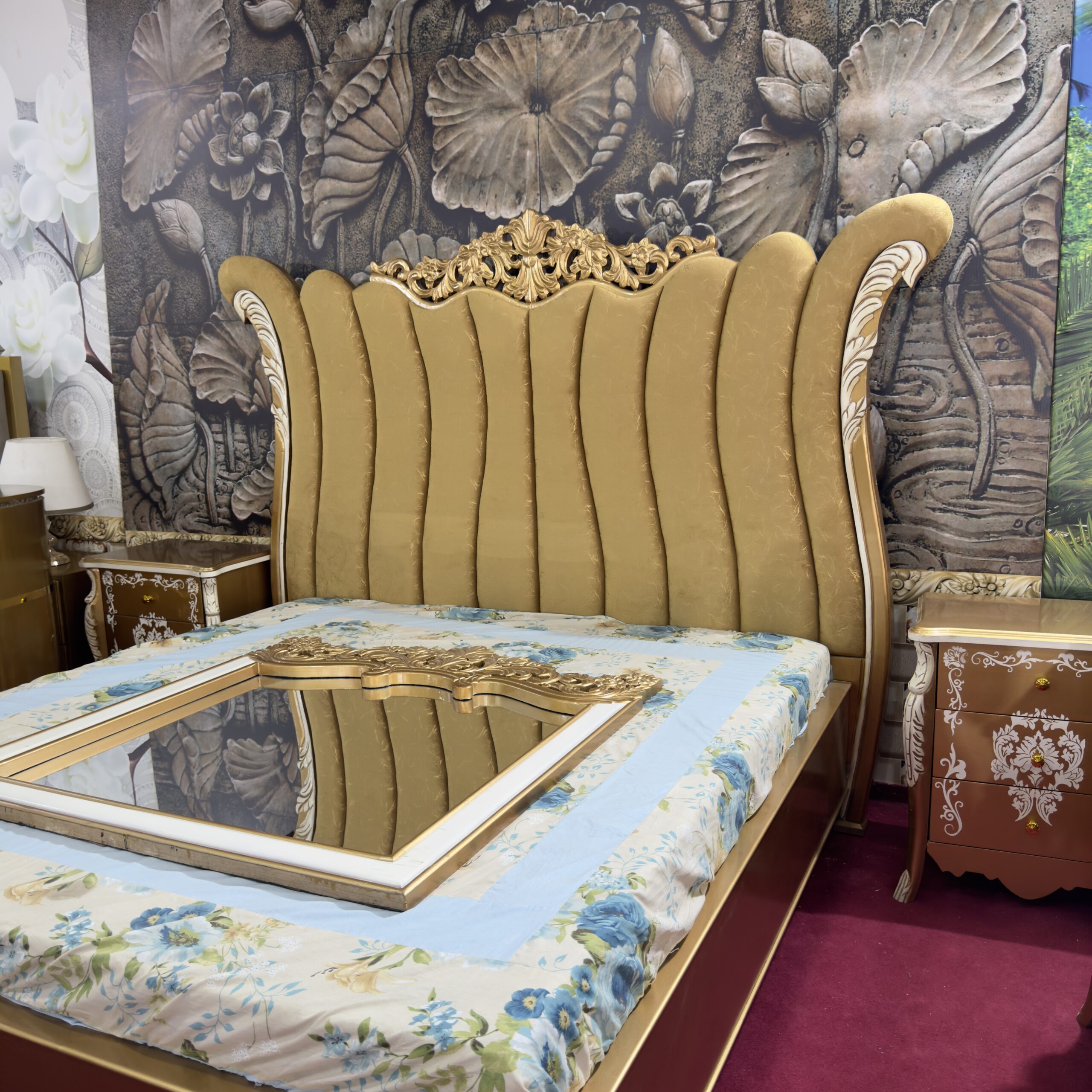 A king size bed golden