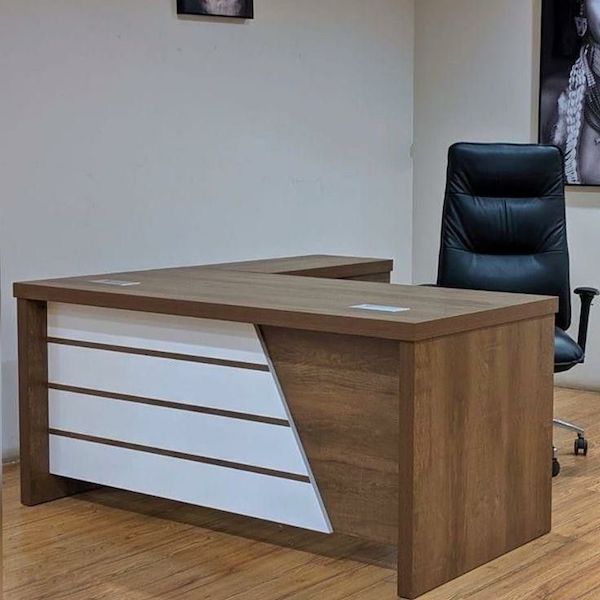 Office desk with side rack